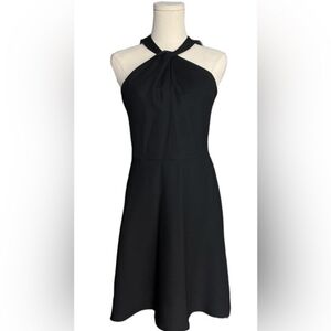 Cece Black Twist Front Halter Mini Dress Lace Back Size 4 🖤🌴